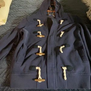 Blue zip hoodie flannel hood